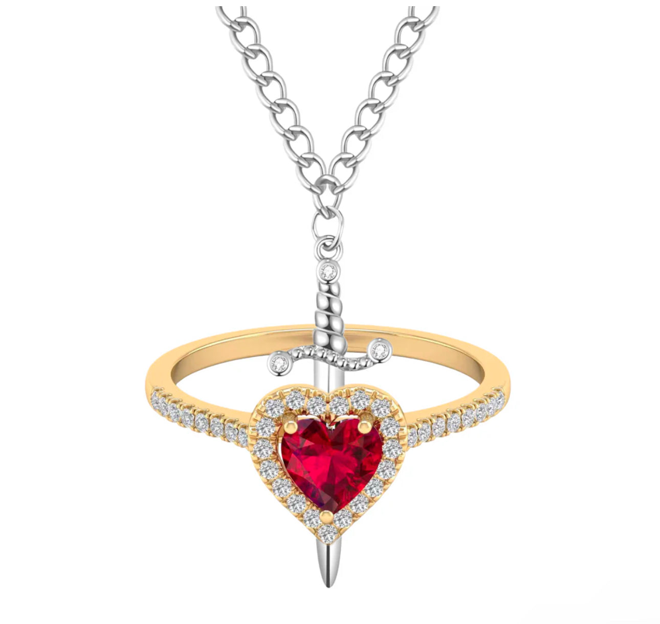 Heart & Sword Ring Bracelet
