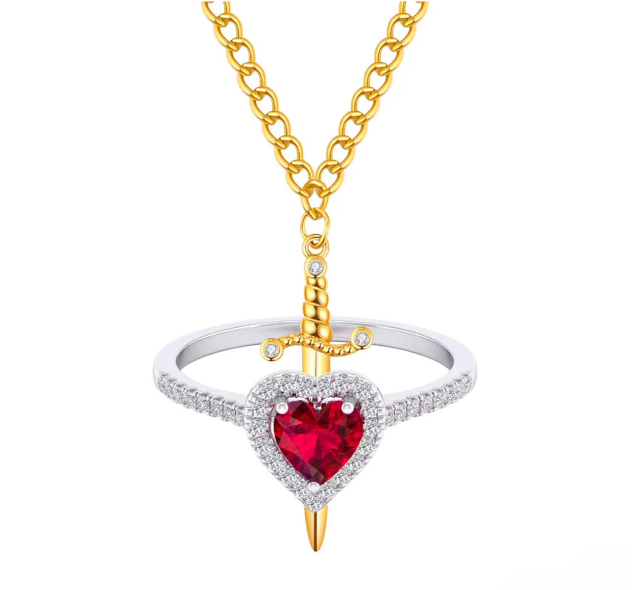 Heart & Sword Ring Bracelet