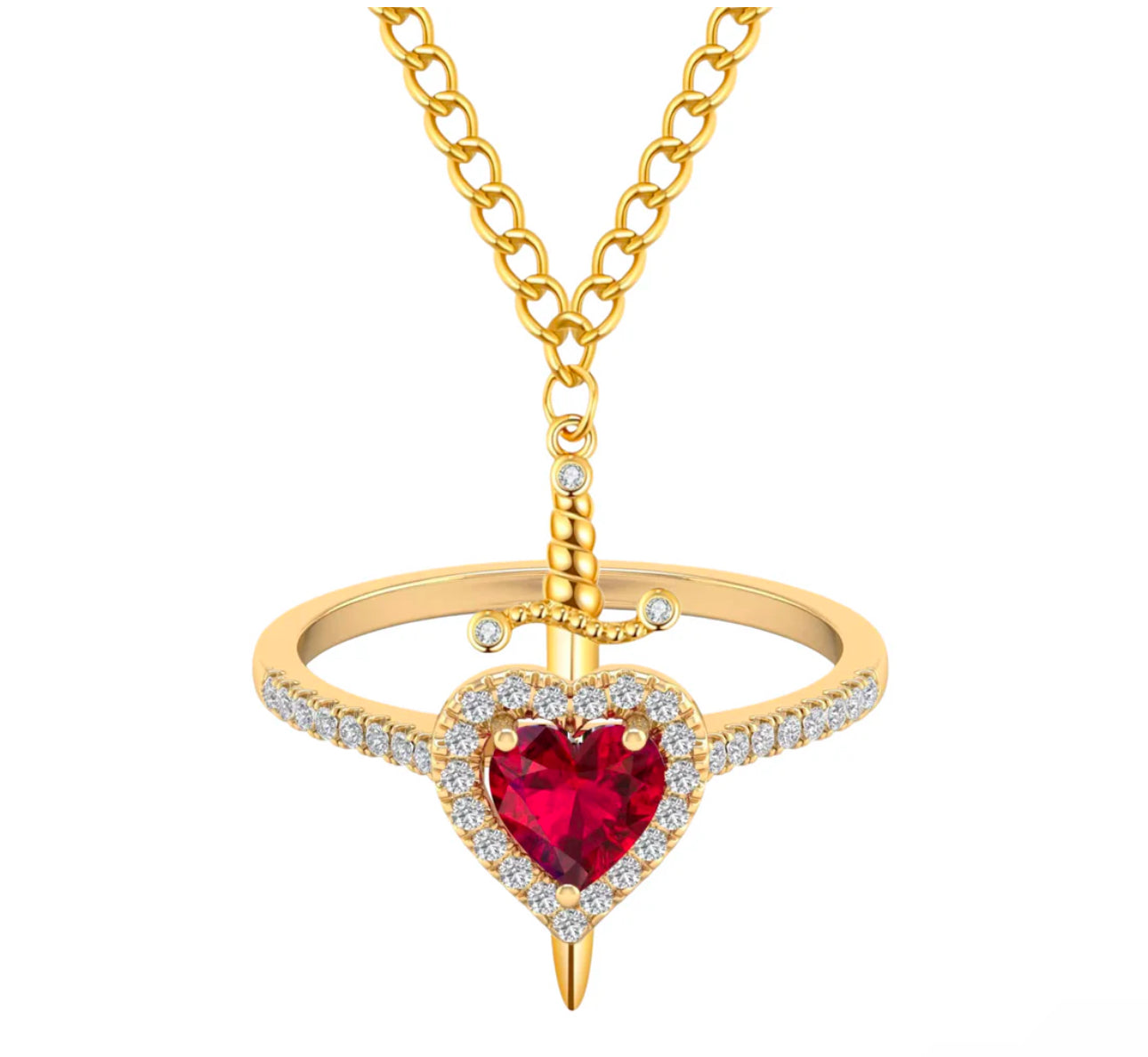 Heart & Sword Ring Bracelet